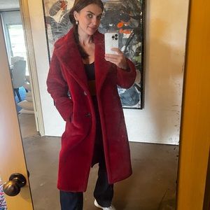 Fun faux fire red coat